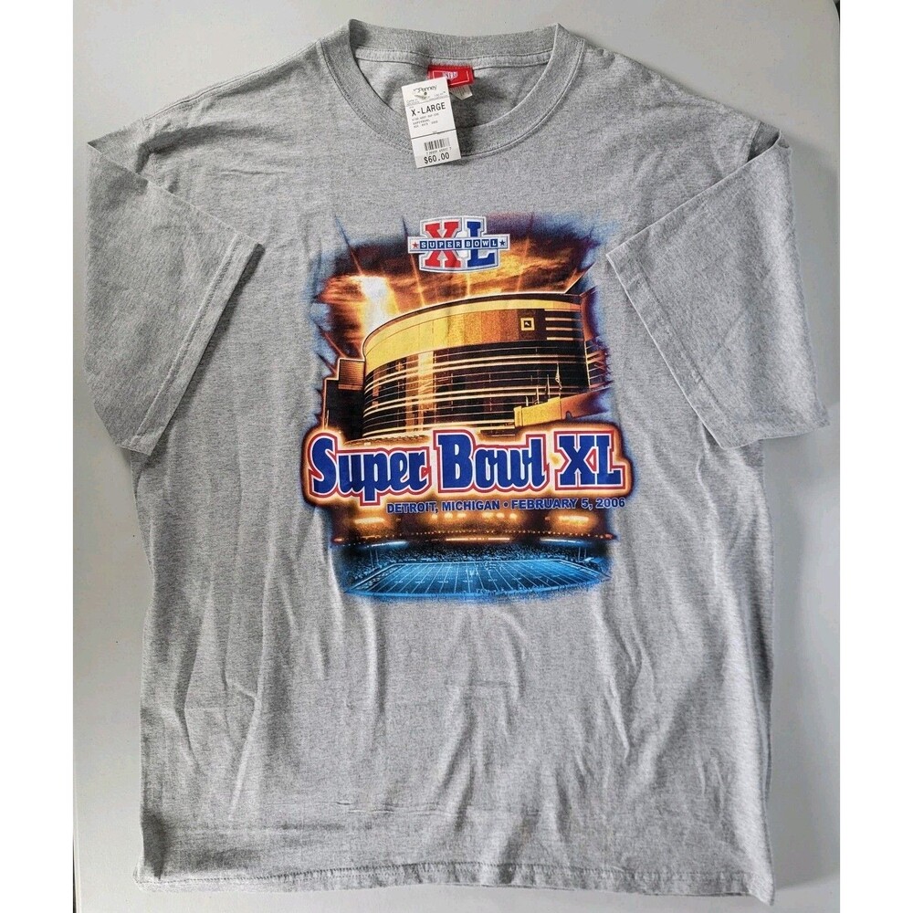 Vintage 2006 Super Bowl XL 40 Detroit T-Shirt NWT Size XL Steelers Cardinals NFL